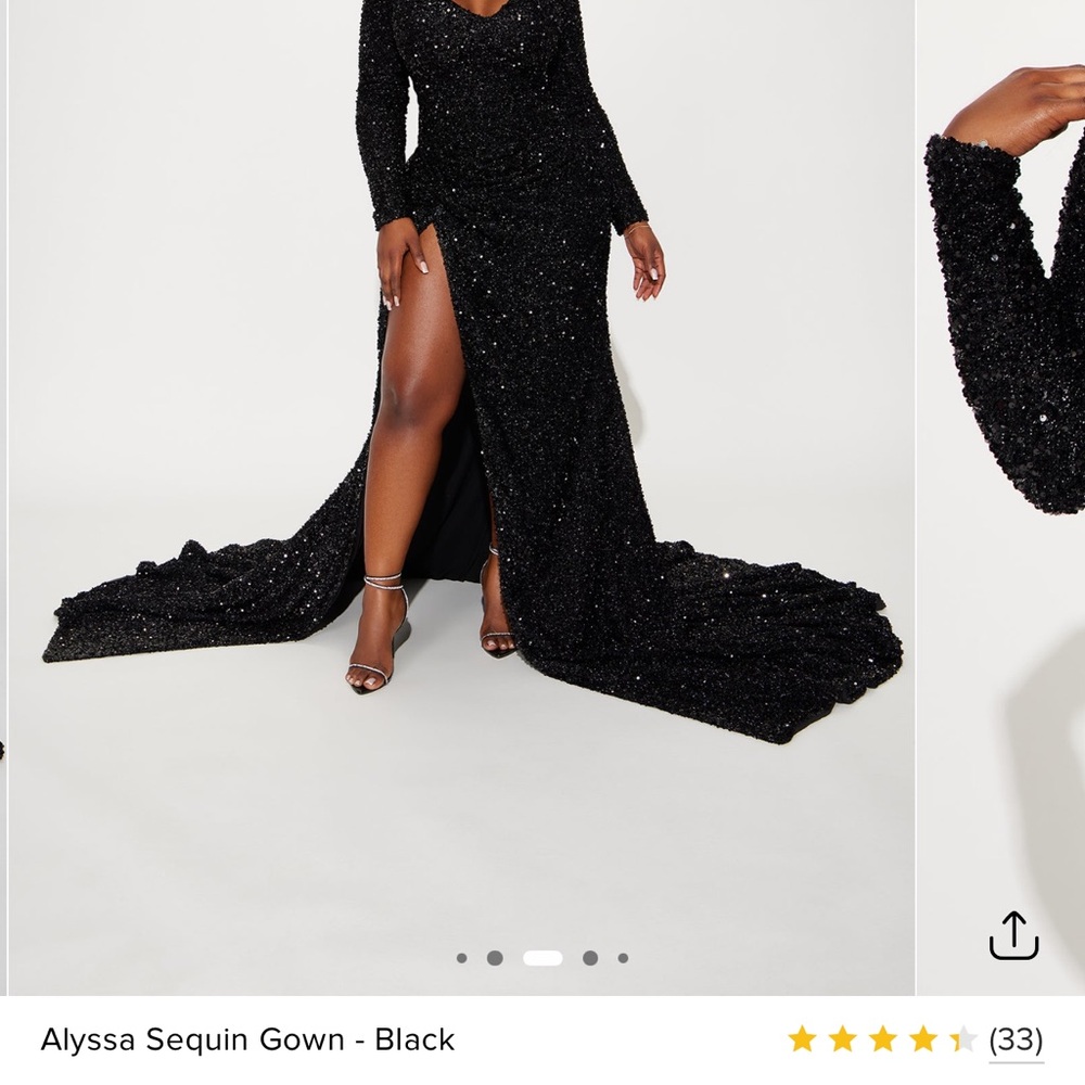 Fashion Nova Black Sequin Gown